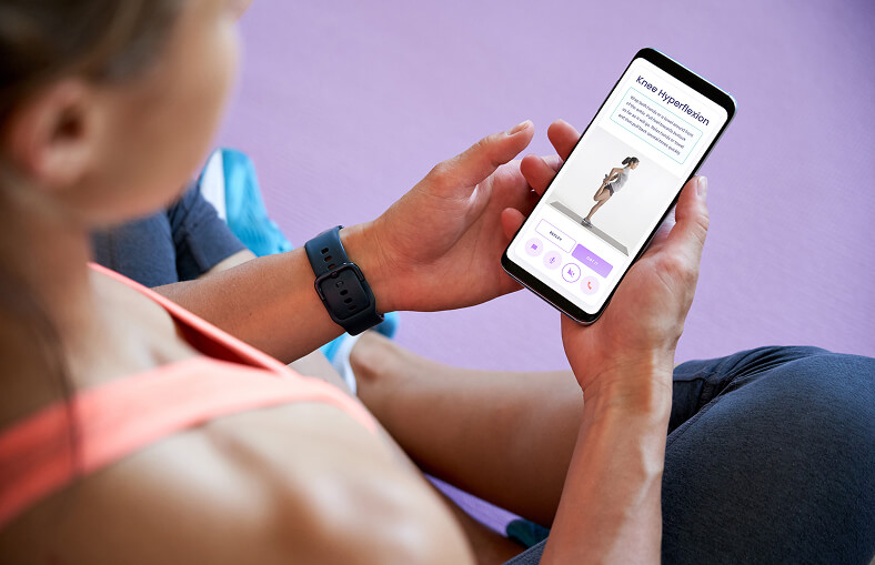 Woman looking at ViewFi on phone